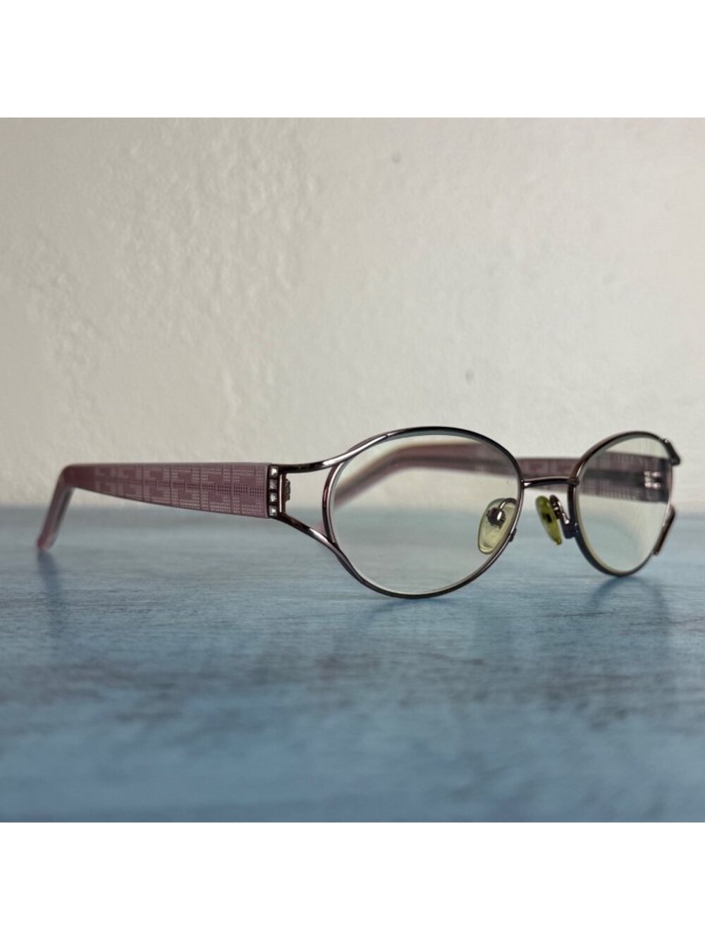 FENDI Womens Oval Eyeglass Frames Pink & Silver Frame With Case F657